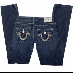 Womens True Religion Rainbow Horseshoe Straight Leg Jeans 23